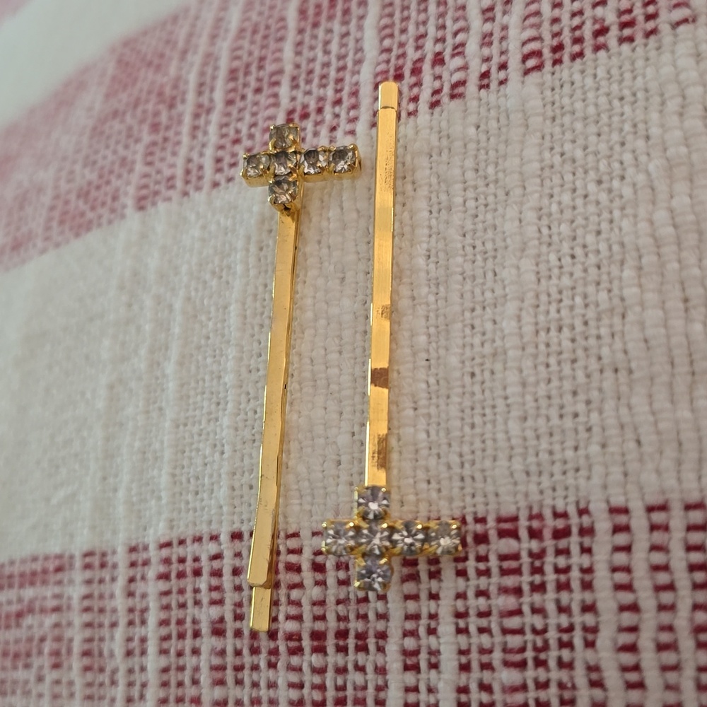 Gold Cross Hair Pins - EUC - Picture 2 of 7